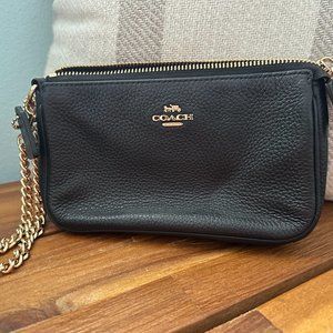 Coach black leather wristlet